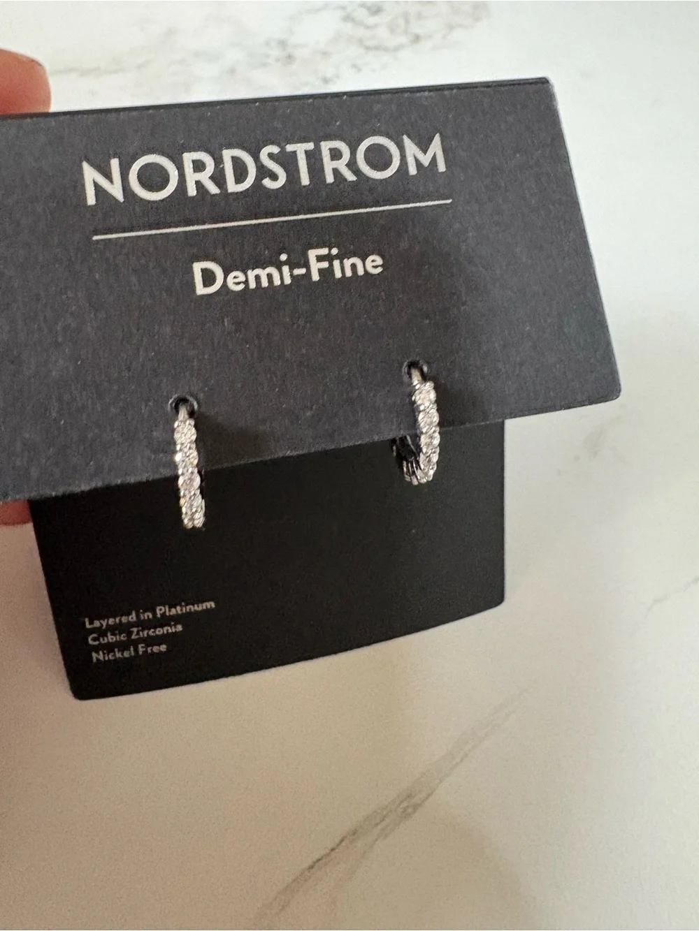 Nordstrom Silver Pavé Huggie Hoop Earrings